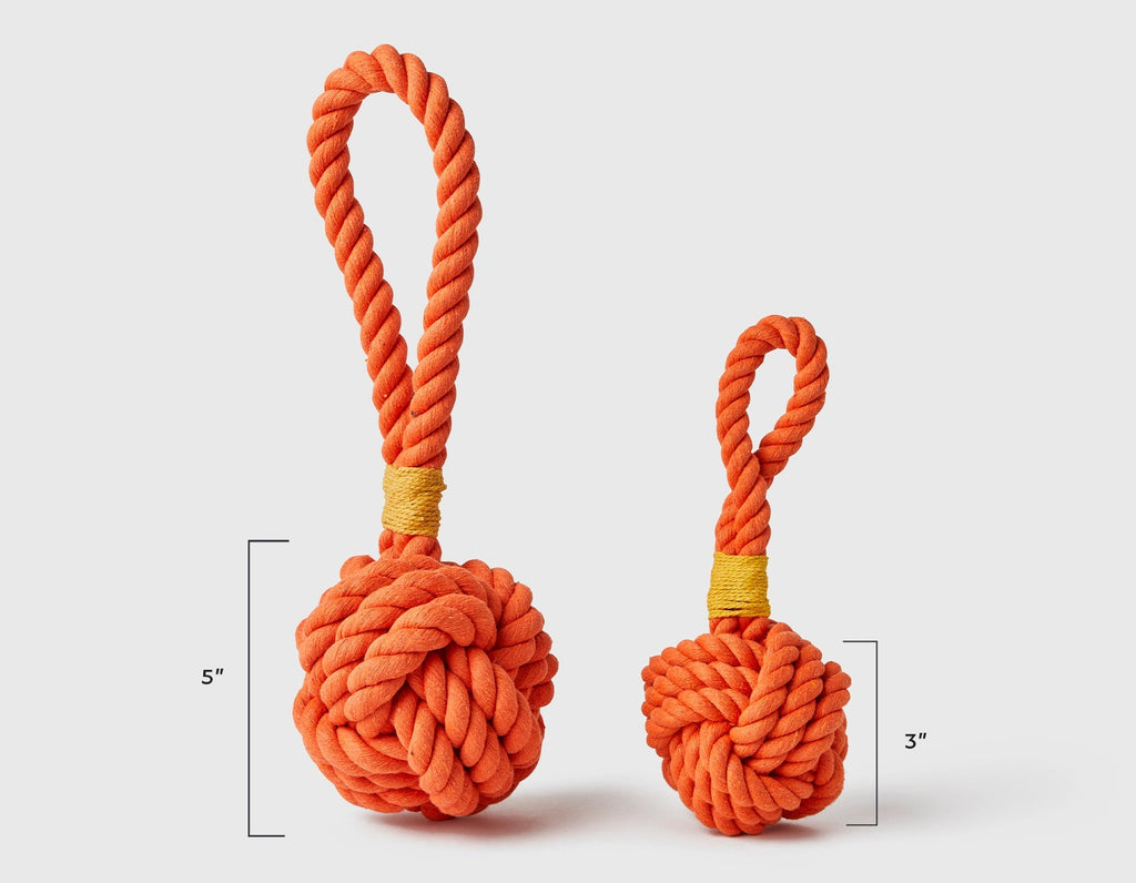 5" Orange Celtic Knot Tie Rope Toy Dog Toys Jax & Bones 